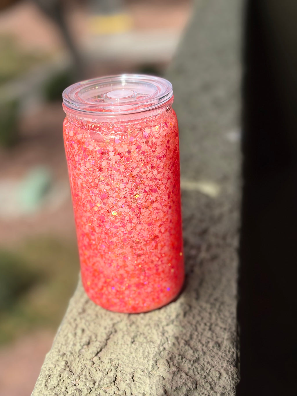 Peach and gold 16oz glitter pre-made