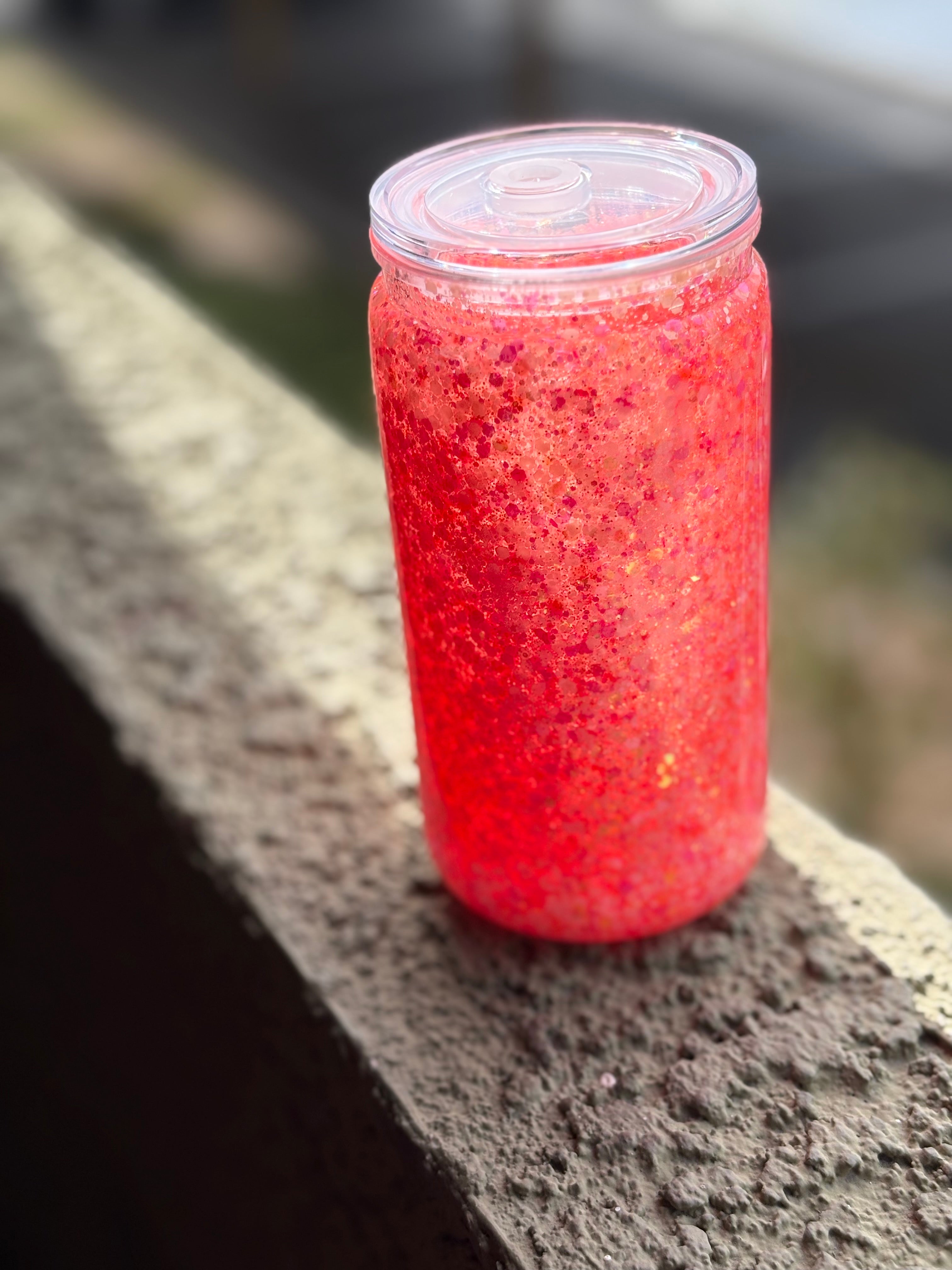 Peach and gold 16oz glitter pre-made