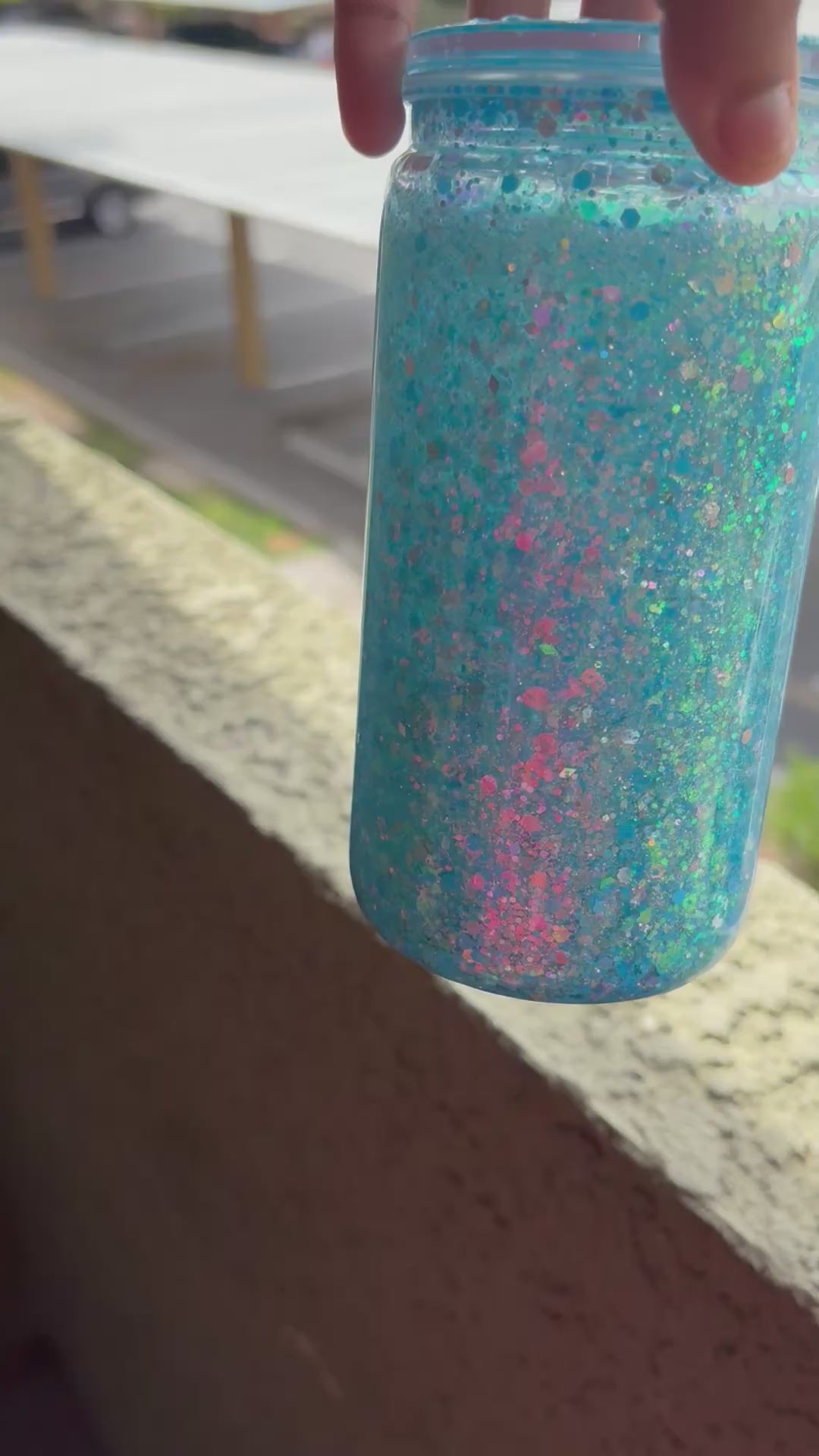 Blue glitter 16oz pre-made cup